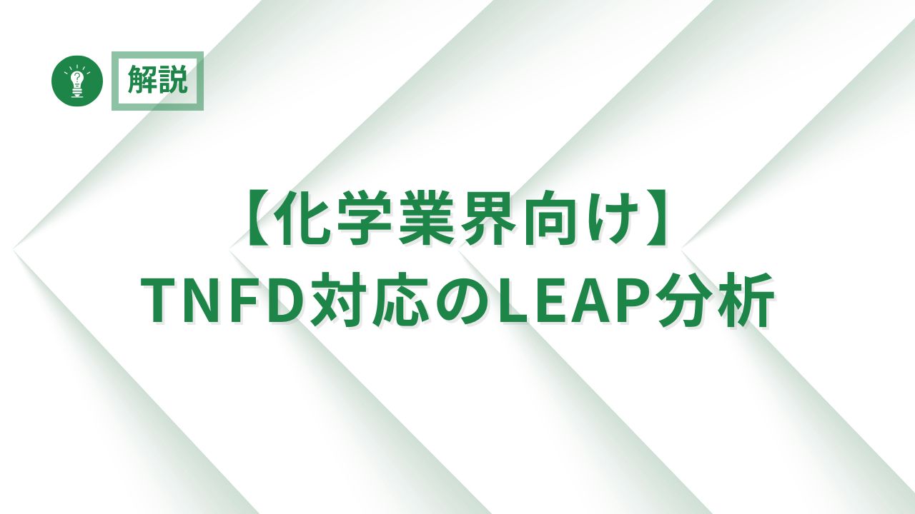 【化学業界向け】TNFD対応に向けたLEAP分析:開示で押さえるべき5つの論点